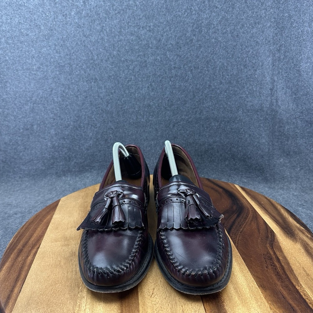 Weejuns GH Bass Mens Jeremy Loafers Sz 9.5D Vibram Burgundy Leather Penny Tassel - Picture 3 of 11